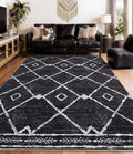 YIHOUSE Moroccan Rugs for Living Room, 6x9 Black and White Aztec Area Rug by YIHOUSE