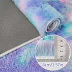 Super Soft Fluffy Living Room Area Rug 2x8 ft Purple Rainbow Tie-Dyed Shaggy - Image 5