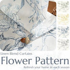 jinchan Floral Curtains 96 Inches Long Blue Flower Linen Farmhouse Curtain - Image 4