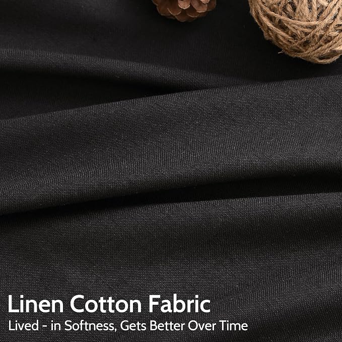 Vintage Black Linen Curtains 102 Inches Long - Image 4