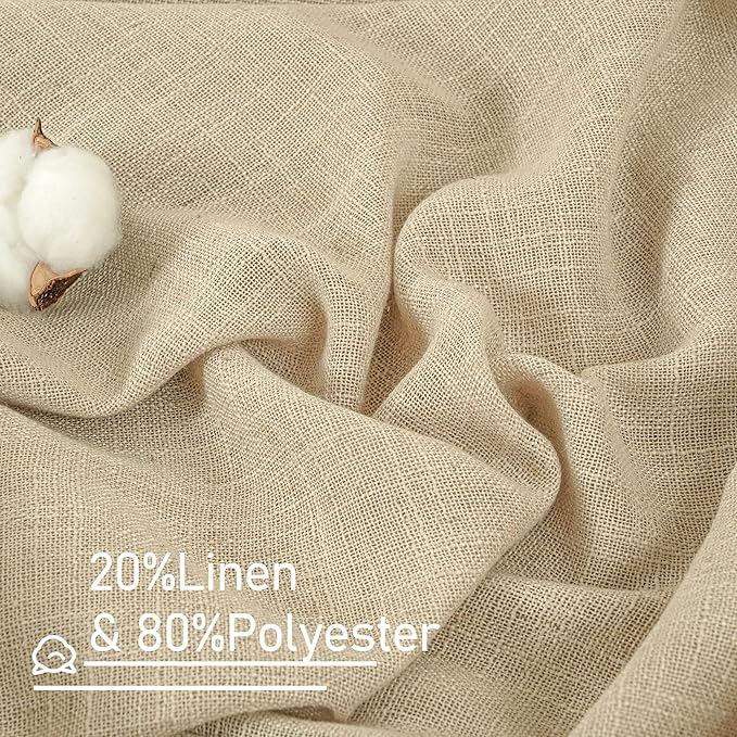 LAMIT Light Filtering Sheer Linen Curtains 102 inches Long, Linen Textured Semi - Image 3