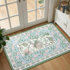 GarveeHome Blue Green Pink Washable 6x9 Area Rugs, Botanical Grove Vintage - Image 6