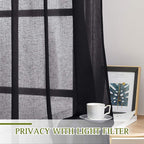 NICETOWN Black Curtains Linen Sheer Textured, Grommet Semi Sheer Linen Blend - Image 5
