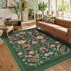 Washable Rug 5x7 Area Rugs for Living Room, Protea Floral Rug for Bedroom by GarveeHome
