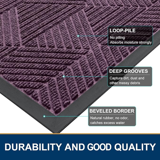 Smiry Front Door Mat Outside Entrance, Heavy Duty Sturdy Natural Rubber Doormat - Image 4