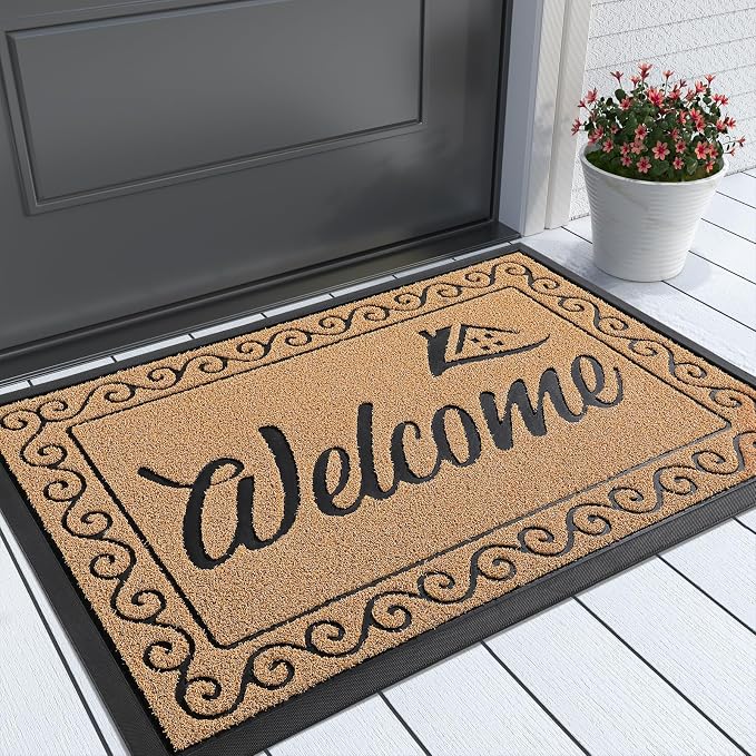 Yimobra Welcome Front Door Mat, Heavy Duty Easy Clean Doormat Indoor Outdoor by Yimobra