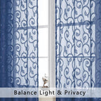OWENIE Furman Sheer Curtains 72 inches Long 2 Panels Set, Light Filtering Top - Image 2
