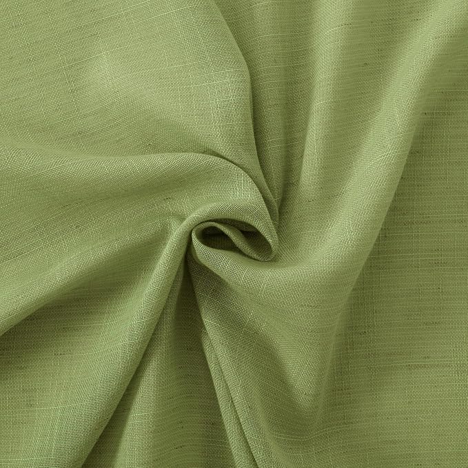 BGment 40 Inches Long Olive Green Linen Curtains - Image 7