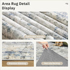 Abstract Rug 5x7 Machine Washable Area Indoor Blue Yellow Low Pile Non-Slip - Image 6
