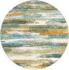 Lansny Modern Abstract Round Rug 6Ft, Soft Circular Dining Room Rug Thin Print - Image 9