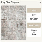 6x9 Abstract Area Rugs for Living Room 6 x 9 Washable Grey Pink Non Slip Low - Image 5