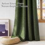 NICETOWN Faux Linen Froest Green Blackout Curtains 84 inches Long - Image 3