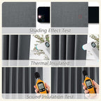 Guken Blazer Grey 100% Blackout Linen Curtains 120 Inch Length 2 Panels Set - Image 5