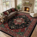 RELEANY Area Rugs 9'x12' Washable Non-Slip, Floral Vintage Distress Print by RELEANY