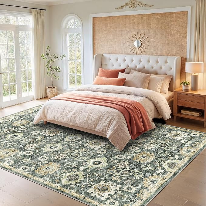 AMADA HOMEFURNISHING 9x12 Washable Area Rug, Low-Profile Large Area Rug - Image 2