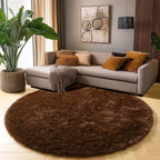Amdrebio Dark Brown Round Circle Rugs 5Ft - Image 8