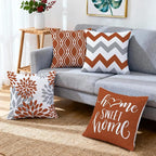 Hexagram Geometric Burnt Orange Pillow Covers 16x16 Set of 4, Decorative - Image 6
