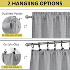 Grey Valances for Windows, Light Filtering Faux Linen Textured Small Short - Image 4