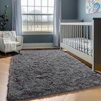 ONASAR Grey Area Rugs for Bedroom Living Room, Fluffy Fuzzy Shag Shaggy 4x6 - Image 5