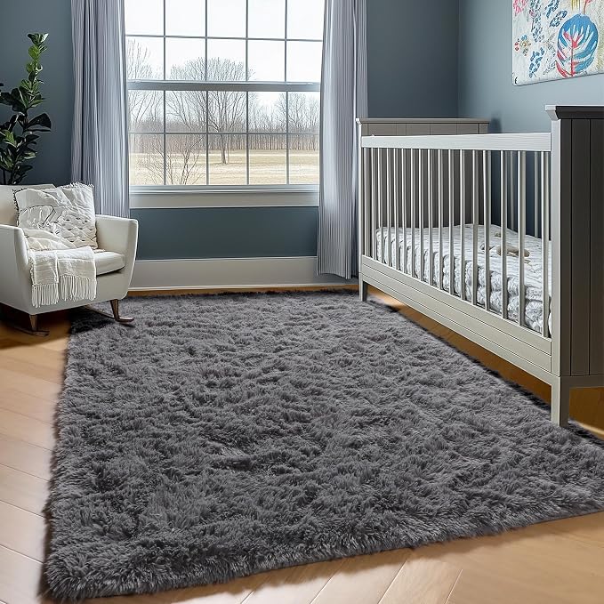 ONASAR Grey Area Rugs 9x12 Living Room, Soft Plush Thick Shaggy Big Floor Carpet - Image 8