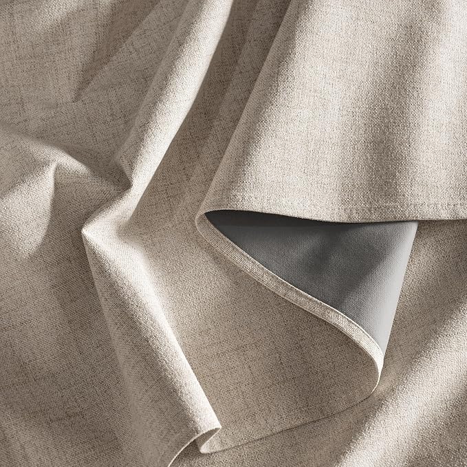 RYB HOME Natural Beige 100% Blackout Linen Curtains 78 inch Long, Thermal - Image 7