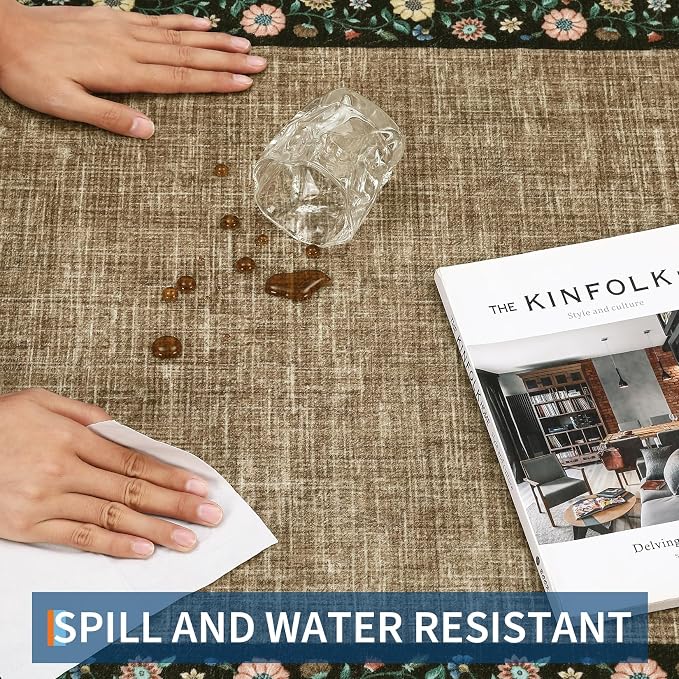 GarveeHome Washable Rugs for Living ROM 8 x 10 Large Area Rug Farmhouse Floral - Image 6