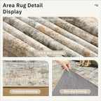 Abstract Rug 8x10 Large Living Room Rugs Neutral Modern Washable Area Rugs - Image 6