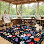 Area Rug Living Room Rugs: Floral 5x7 Washable Rug Vintage Soft Boho Non-Slip - Image 5