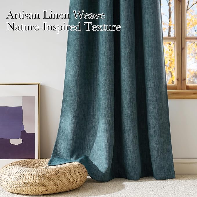 NICETOWN Greyish Blue Room Darkening Rod Pocket Curtains 63 inch Length - Image 3
