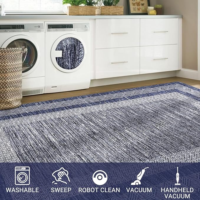 GarveeHome Modern Geometric Area Rug 4x6 Distressed Bordered Washable Non Slip - Image 7