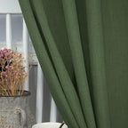 Olive Green Linen Curtains 84 Inch Length - Image 3