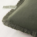 MIULEE Decorative Lumbar Throw Pillow Covers Neutral Linen Fringe Throw Pillows - Image 2