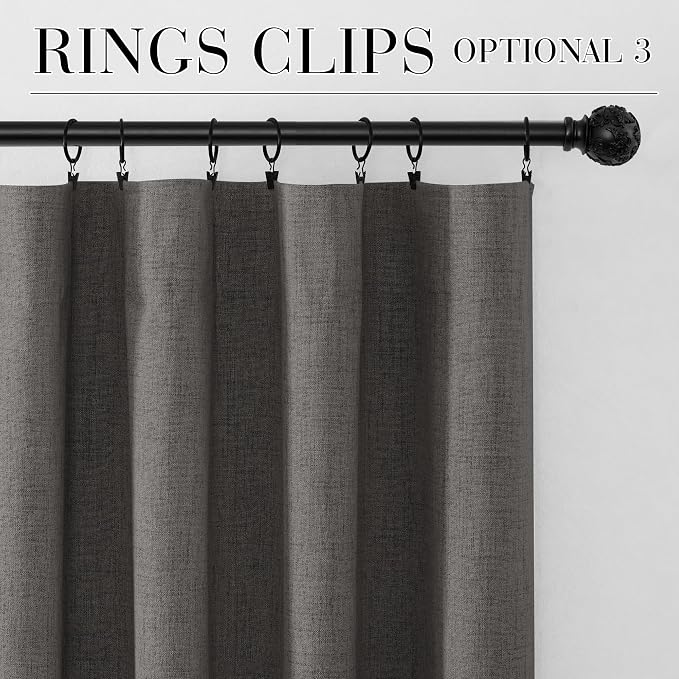 RYB HOME Grey 100% Blackout Curtains 63 inch Long, Light Blacking & Thermal - Image 8