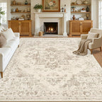 Area Rugs 9x12 Living Room: Vintage Boho Neutral Washable Rug Indoor Soft Large by Luxturiy