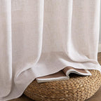 MIULEE Natural White Linen Curtains 60 Inch Length 2 Panels - Image 7