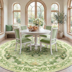 Area Rugs 8ft Washable Non-Slip, Floral Vintage Distress Print Pattern - Image 2