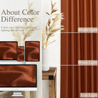Nanspring Terracotta Linen Blend Semi Sheer Curtains 86 Inches Long 2 Panel Set - Image 4