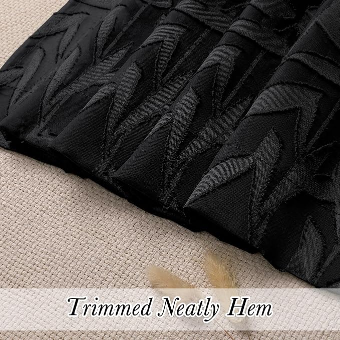 Lecloud Leia 2 PCS Black Sheer Kitchen Curtains 36 Inch Length, Airy & - Image 9