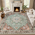 Area Rugs 10x14 Living Room Rug: Washable Rug Soft Vintage Distressed Floral by EXPEDIX