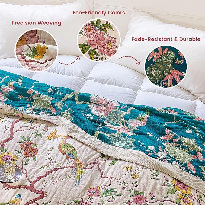 MSGKV The Boho Layer: 50"x60" Cotton Throw Blanket – Lightweight & Reversible - Image 3