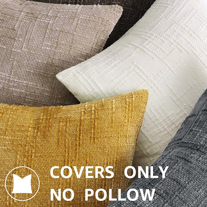 decorUhome Dark Grey Chenille Euro Sham Throw Pillow Covers 24x24 Set of 2 - Image 8