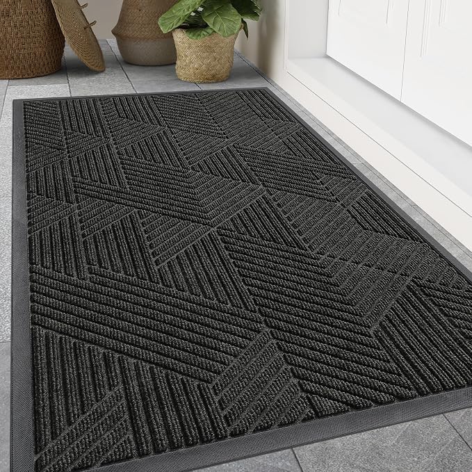 Smiry Front Door Mat Outside Entrance, Heavy Duty Sturdy Natural Rubber Doormat by Smiry
