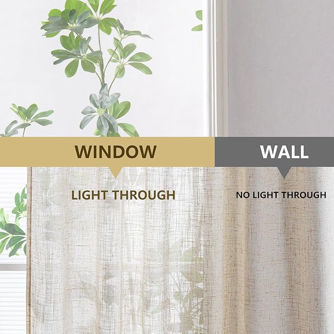 MYSKY HOME Short Linen Curtains 36 Inch Length - Image 9