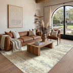 6x9 Area Rug Washable Beige Brown Abstract Living Room Carpet Non Slip Modern - Image 3