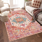 Yamaziot Washable Area Rug, 4x6 Non-Slip Boho Vintage Living Room Bedroom Rug by Yamaziot
