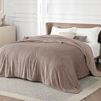 Bedsure GentleSoft Fleece Bed Blankets Queen Size Mocha Brown - Image 2