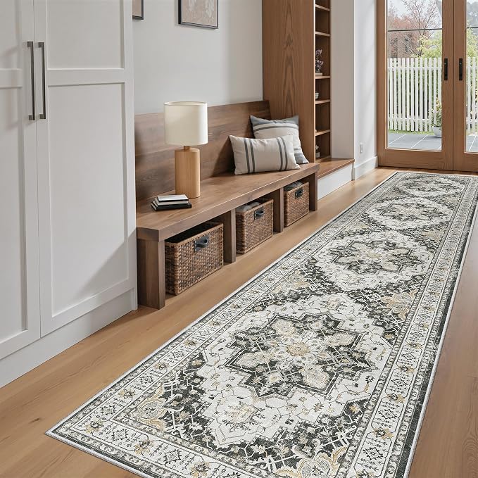Madane Hallway Runner Rug 2'6''x12' Kitchen Runner, Non Slip Vintage Runners by Madane