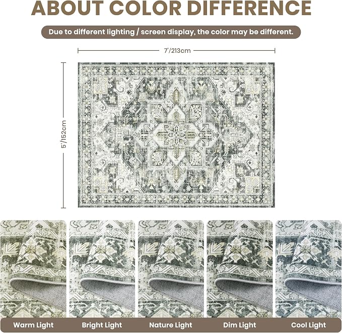 zesthome 5x7 Washable Rug-Stain Resistant Area Rugs - Image 2