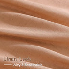 Peach Quartz Linen Curtains 96 Inch Length 2 Panel Set Back Tab Rod Pocket - Image 4