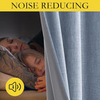 NICETOWN Stone Blue Vintage Linen 100% Blackout Curtains - Image 5